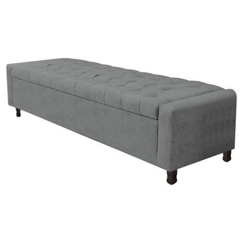 Calçadeira Baú Queen Everest P02 160cm para Cama Box Corano - Doce Sonho Móveis Cinza