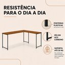 Ver imagem 2 de Mesa em L sem Prateleira Orion em MDF Estilo Industrial Klm Store