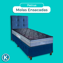 Ver imagem 4 de Cama + Box Azul e Colchão Molas Ensacadas Solteiro - Petrus Paropas + Cabeceira