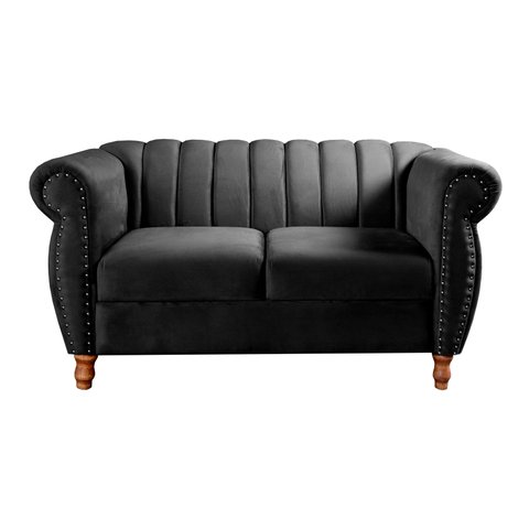 Namoradeira Decorativa Chesterfield Sofá Realeza Vintage - Veludo Preto