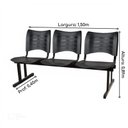 Ver imagem 3 de Cadeira Longarina Plástica 03 Lugares - Cor Preto - Mrplast - 34200