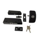 Ver imagem 2 de Kit ferragens para porta de vidro blindex pivotante + puxador tubular redondo 30x20cm - Preto