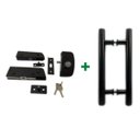 Ver imagem 1 de Kit ferragens para porta de vidro blindex pivotante + puxador tubular redondo 30x20cm - Preto