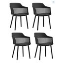 Ver imagem 2 de Kit 4 Cadeiras de Jantar Estofada Marcela Montreal Polipropileno Preto
