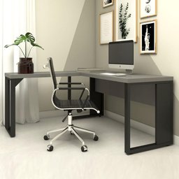 Mesa de Escritório em L Linha Industrial Metalon Tampo 40mm  - 1