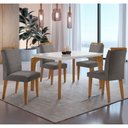 Ver imagem 1 de Conjunto Sala de Jantar Mesa Liz 120cm com Vidro Canto Reto e 4 Cadeiras Athenas Moderna