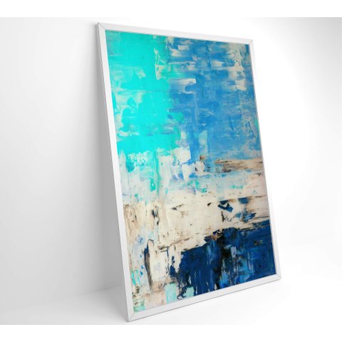 Quadro Abstrato Predominação Azul - 80x120 Cm - Tecido Canvas