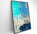 Ver imagem 4 de Quadro Abstrato Predominação Azul - 80x120 Cm - Tecido Canvas