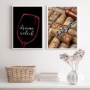 Ver imagem 2 de Kit 2 Quadros Decorativos Hora do Vinho 24x18cm - com Vidro:madeira Preta