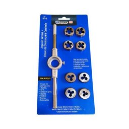 Jogo Tarrachas e Cossinete 9 Peças Uso Profissional para Rosca - 1