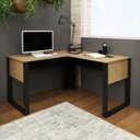 Ver imagem 3 de Mesa de Canto para Escritório 136cm Me4181 Amêndoa/preto Tecnomobili