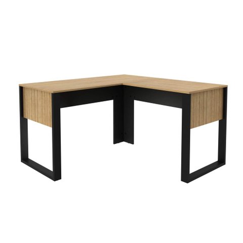 Mesa de Canto para Escritório 136cm Me4181 Amêndoa/preto Tecnomobili