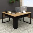 Ver imagem 4 de Mesa de Canto para Escritório 136cm Me4181 Amêndoa/preto Tecnomobili