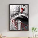 Ver imagem 1 de Quadro Casal Com Sombrinha Vermelha 45x34cm - com vidro:Madeira branca