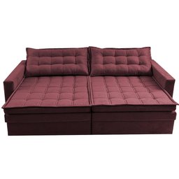 Sofá sem Caixa Retrátil Baú 1,60m Cama Inbox Secret Suede Velusoft Vinho - 6