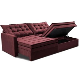 Sofá sem Caixa Retrátil Baú 1,60m Cama Inbox Secret Suede Velusoft Vinho - 8