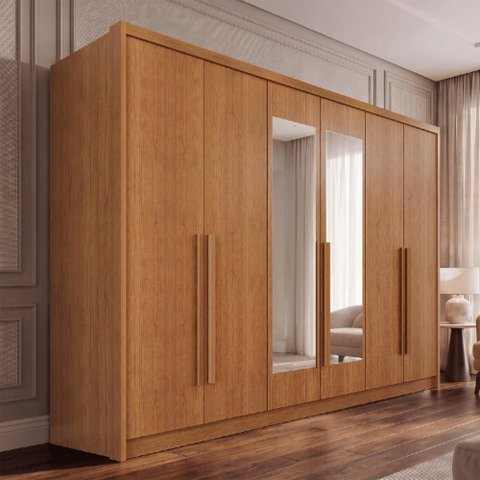 Guarda-Roupa Casal com Espelho 6 Portas e 6 Gavetas Multimóveis Crnvh-GRP140 Cinamomo