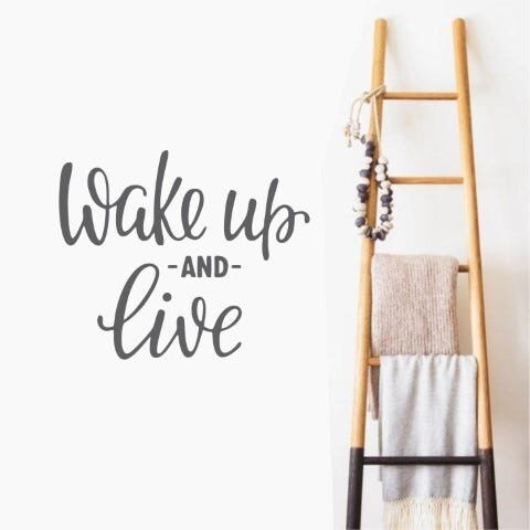 Adesivo Decorativo Parede Wake Up And Live - 90cm X 75cm - 1