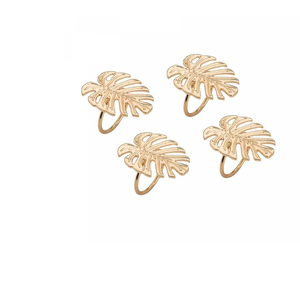 Conjunto 4 Anéis para Guardanapo Dourado 5,5cm X 6cm X 4,5cm