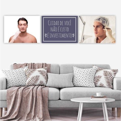 Conjunto Placas Decorativa Estética Homem Cuidar De Voce Não É Custo É Investimento - 40x50cm - 1