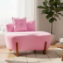 Ver imagem 2 de Namoradeira Sofá Feijão Luna 100cm Orgânica Suede Rosa Bebê
