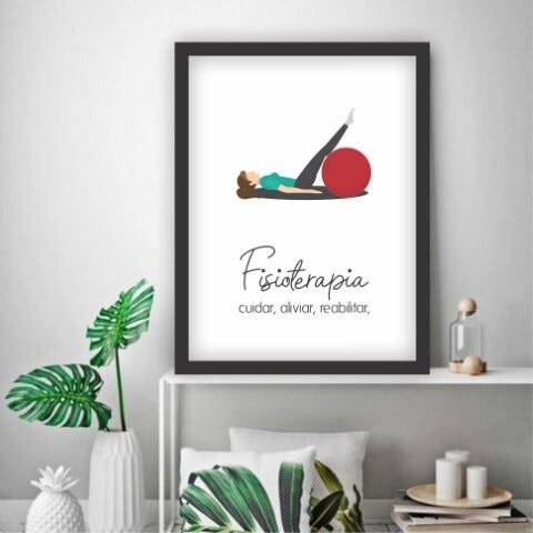 Quadro Decorativos Com Moldura Preta Fisioterapia Frase Alongamentos Postura - 30x40cm - 1