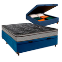 Ver imagem 1 de Conjunto Cama Box Bau Azul Casal + Colchão D28 Conforto Paropas