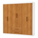 Ver imagem 2 de Guarda-roupa Solteiro Aurora 6 Portas 2 Gavetas Branco/cinamomo - Carioca Móveis