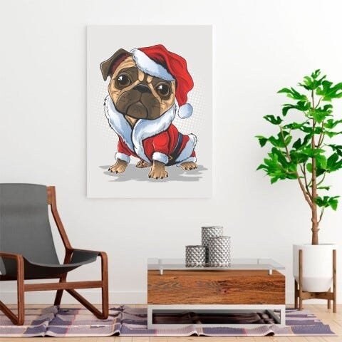 Placa Decorativa Pet Shop Pug Natal - 45x60cm - 1