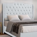 Ver imagem 4 de Cabeceira Estofada 1.40 para Cama Box Casal Capitonê Dubai Corino Branco - Lh Móveis