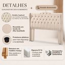 Ver imagem 5 de Cabeceira Estofada 1.40 para Cama Box Casal Capitonê Dubai Suede Areia - Lh Móveis