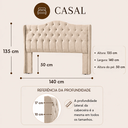 Ver imagem 4 de Cabeceira Estofada 1.40 para Cama Box Casal Capitonê Dubai Suede Areia - Lh Móveis