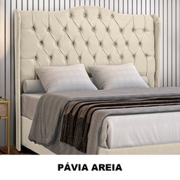 Cabeceira Estofada 1.40 para Cama Box Casal Capitonê Dubai Suede Areia - Lh Móveis - 6