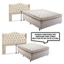Ver imagem 2 de Cabeceira Estofada 1.40 para Cama Box Casal Capitonê Dubai Suede Areia - Lh Móveis