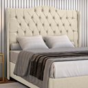 Ver imagem 3 de Cabeceira Estofada 1.40 para Cama Box Casal Capitonê Dubai Suede Areia - Lh Móveis