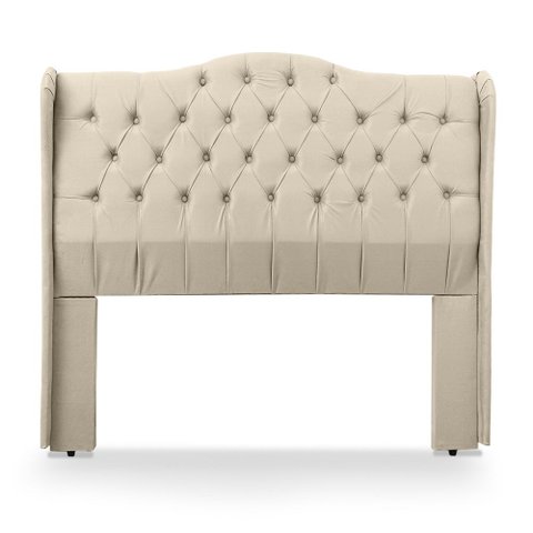 Cabeceira Estofada 1.40 para Cama Box Casal Capitonê Dubai Suede Areia - Lh Móveis