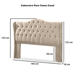 Cabeceira Estofada 1.40 para Cama Box Casal Capitonê Dubai Suede Cappuccino - Lh Móveis - 8