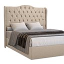 Ver imagem 3 de Cabeceira Estofada 1.40 para Cama Box Casal Capitonê Dubai Suede Cappuccino - Lh Móveis
