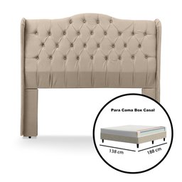 Cabeceira Estofada 1.40 para Cama Box Casal Capitonê Dubai Suede Cappuccino - Lh Móveis - 7