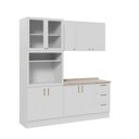 Ver imagem 3 de Cozinha Planejada 4 Peças com Tampo com Cristaleira Marselha CabeCasa MadeiraOriginals Branco