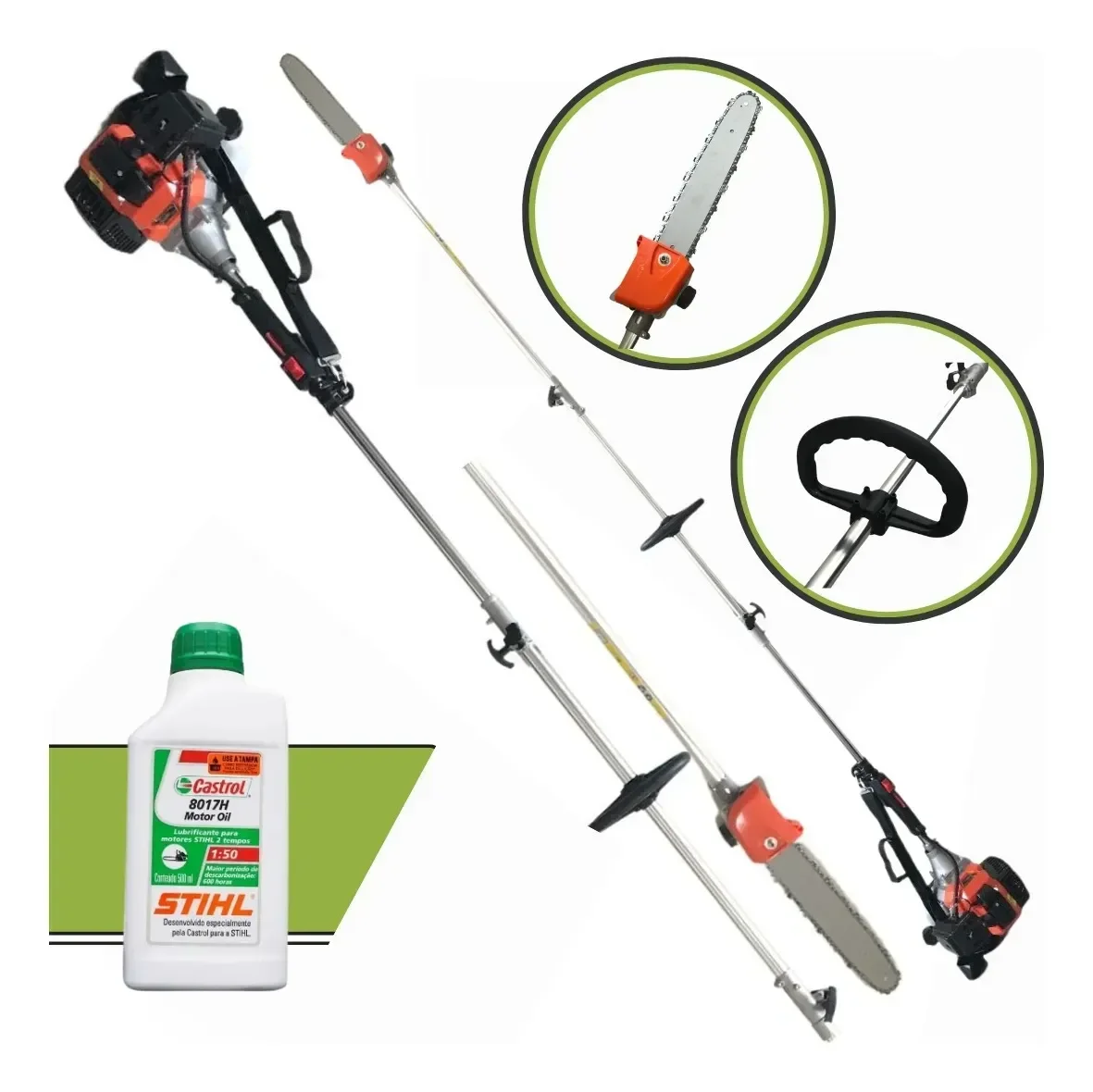 Motopodador de Galhos a Gasolina Importway Iwpag2t52 de 52cc Atinge 2,95 Metros com Extensor P/ Poda - 3