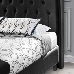 Cabeceira Cama Box Casal 1.40 Capitonê Dubai Pávia Preto - LH Móveis - 11