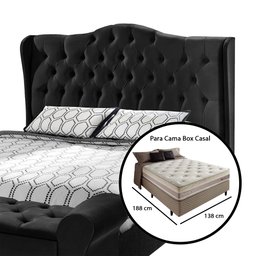 Cabeceira Cama Box Casal 1.40 Capitonê Dubai Pávia Preto - LH Móveis - 6