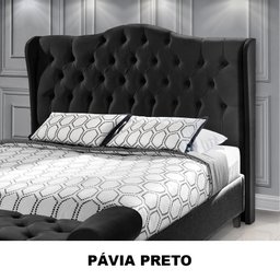 Cabeceira Cama Box Casal 1.40 Capitonê Dubai Pávia Preto - LH Móveis - 4