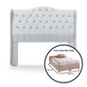 Cabeceira Estofada 1.95 para Cama Box King Capitonê Dubai Corino Branco - Lh Móveis - 7