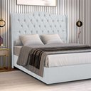 Ver imagem 1 de Cabeceira Estofada 1.95 para Cama Box King Capitonê Dubai Corino Branco - Lh Móveis