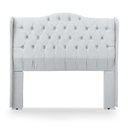 Ver imagem 2 de Cabeceira Estofada 1.95 para Cama Box King Capitonê Dubai Corino Branco - Lh Móveis