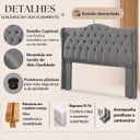 Ver imagem 5 de Cabeceira Estofada 1.60 para Cama Box Queen Capitonê Dubai Suede Cinza - Lh Móveis