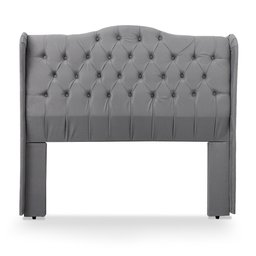 Cabeceira Estofada 1.60 para Cama Box Queen Capitonê Dubai Suede Cinza - Lh Móveis - 2