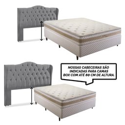 Cabeceira Estofada 1.60 para Cama Box Queen Capitonê Dubai Suede Cinza - Lh Móveis - 11